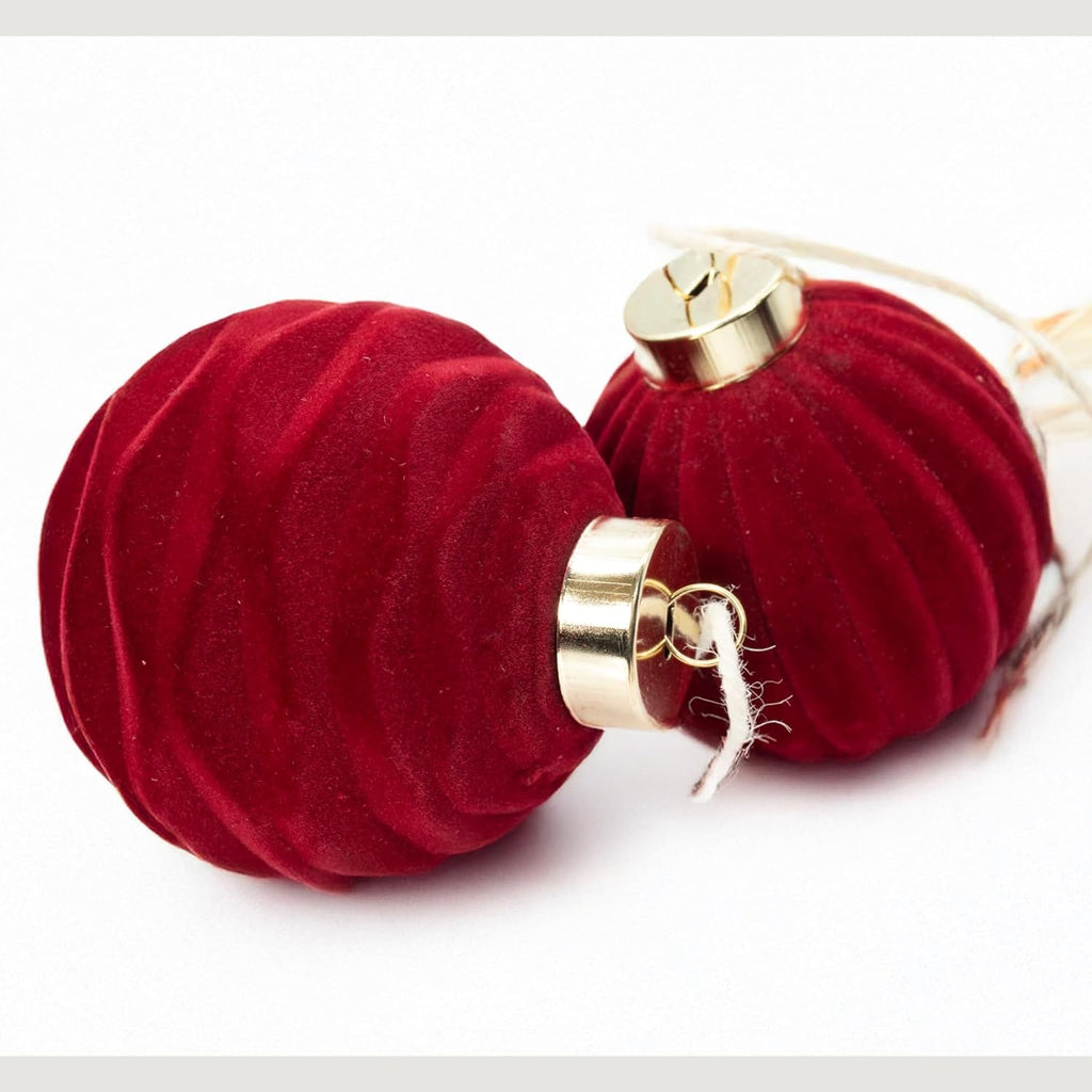 Red Velvet Flocked Christmas Ornaments by [Brand Name] - 15PCS Shatterproof Matte Balls for Elegant Holiday Decor | 3.15” Burgundy Red