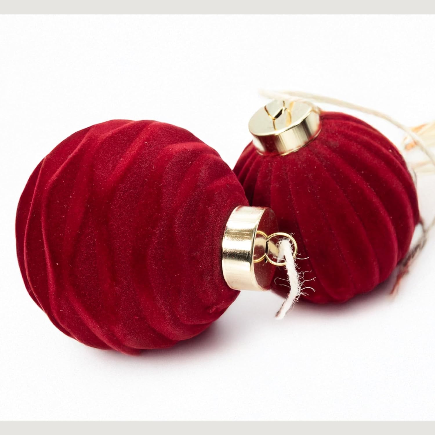 Red Velvet Flocked Christmas Ornaments by [Brand Name] - 15PCS Shatterproof Matte Balls for Elegant Holiday Decor | 3.15” Burgundy Red