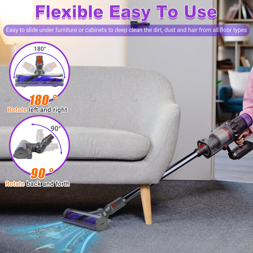 Lemige V9 V12 Vacuum Attachments Head Replacement Parts for Dyson V9 Motorbar V12 Detect Slim SV18 Digital Slim Cordless Vacuum Cleaner, Upgrade Anti-Tangle Quick Release Motor-Head Brush Roller