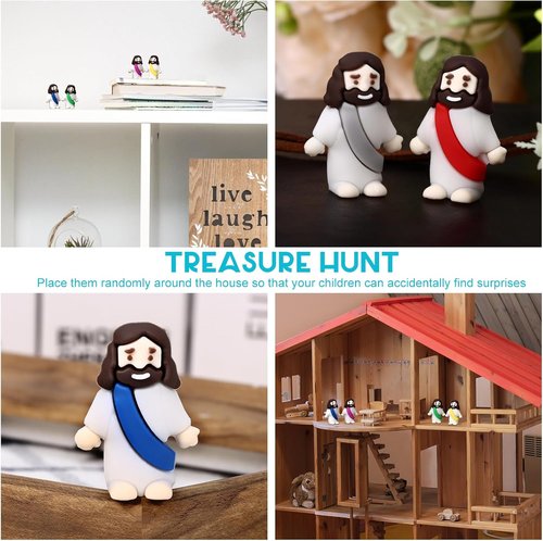 Draupnir Mini Rubber Jesus Figures - 30 Pcs in 6 Colors | Perfect for Easter Egg Stuffers & Religious Parties