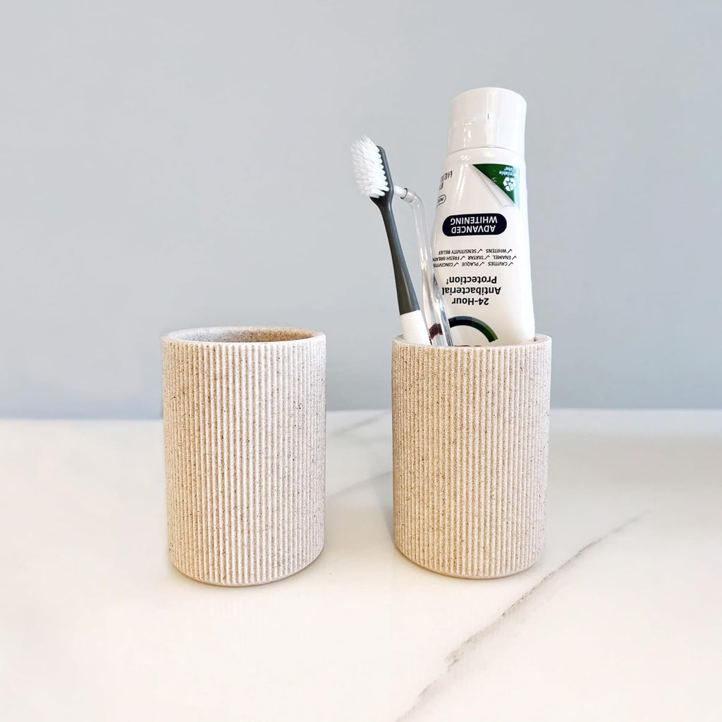 Skiennix Toothbrush Holder - Modern Sand Beige Bathroom Organizer | Rust-Proof Unbreakable Resin