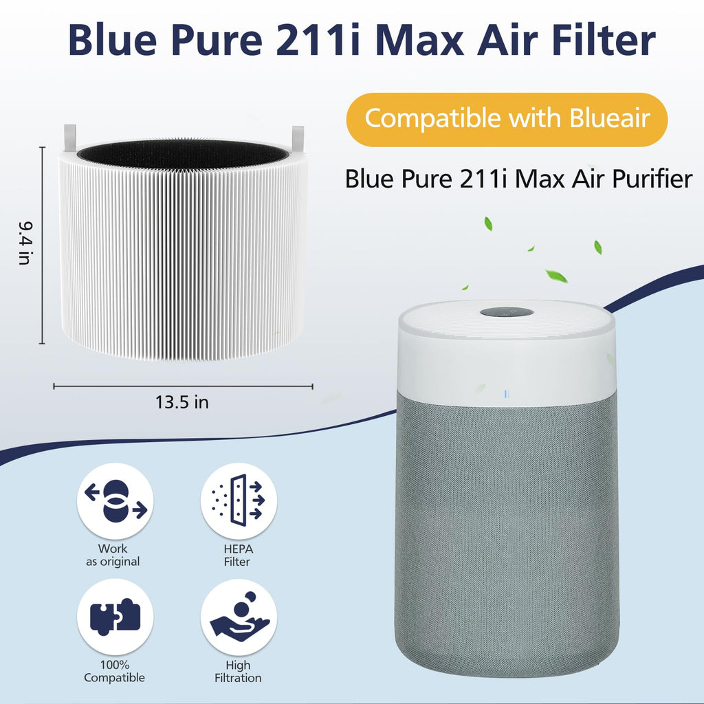 211i Max Replacement Filter Compatible with Blue Pure 211i Max Air Purifier, HEPA and Activated Carbon Replacement Filter, 1 Pack