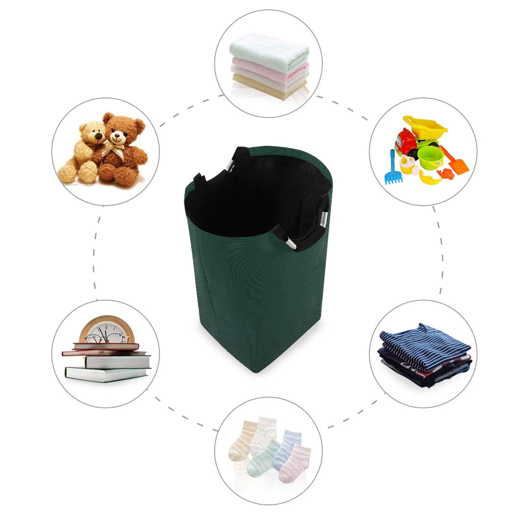 Qilmy Hunter Green Laundry Hamper Large Waterproof with Handle Laundry Baskets Foldable Lightweight Store Basket for Bathroom Bedroom