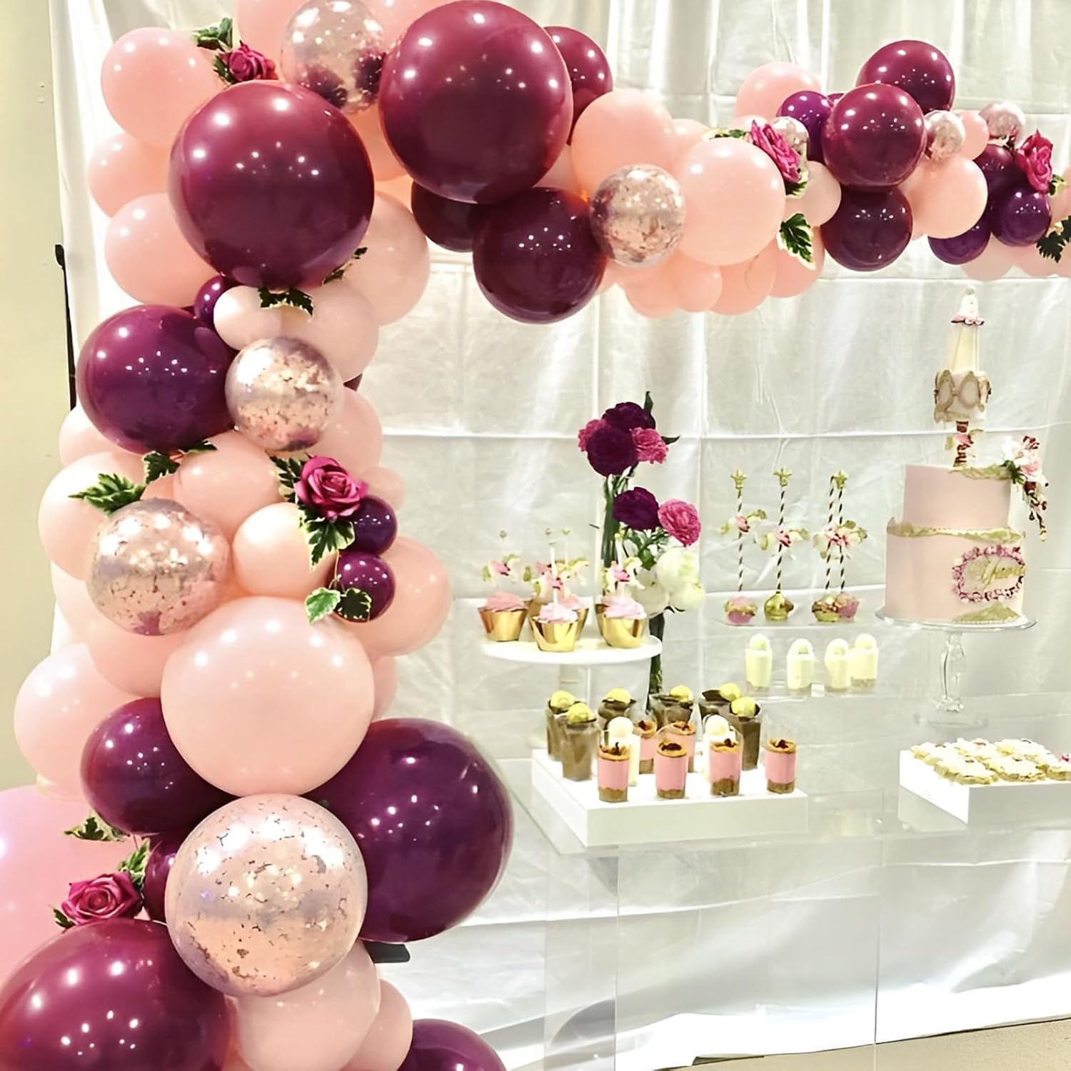 Voircoloria Burgundy Balloon Garland Kit - 90 Pack in 18/12/10/5 Inch Sizes for Weddings, Graduations & Fall Parties