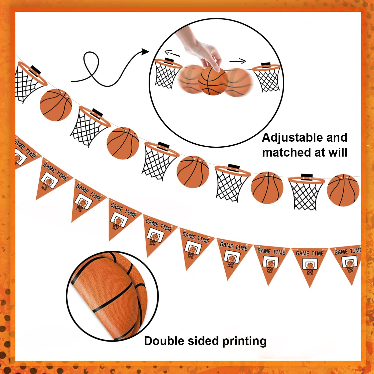 Yancan Basketball Banner Party Decorations, Basketball Theme Garland for Boy Birthday College High School Graduation Decor