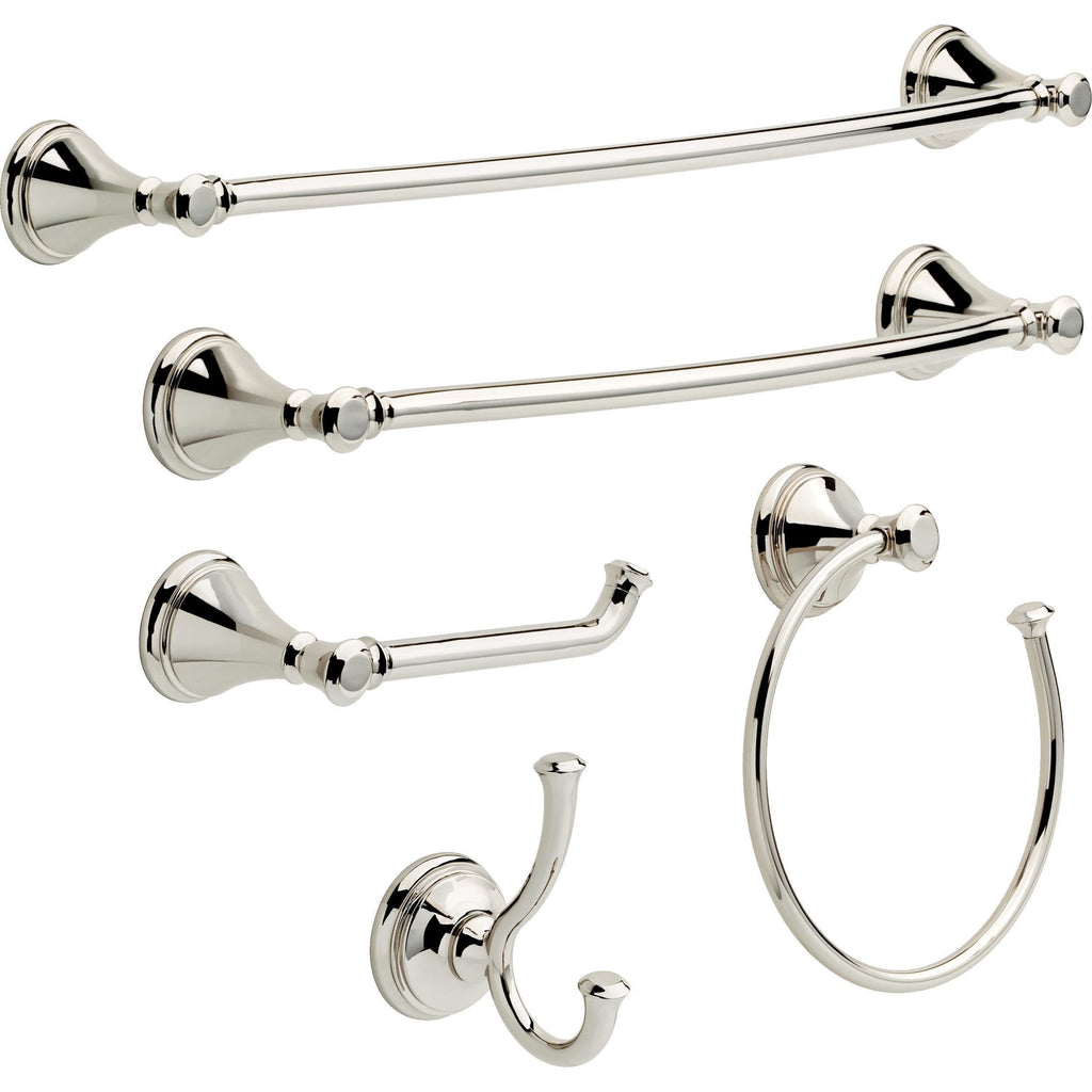 DELTA Cassidy 18 inch Glass Shelf With Towel Bar, Polished Nickel, Bathroom Accessories, 79710-PN