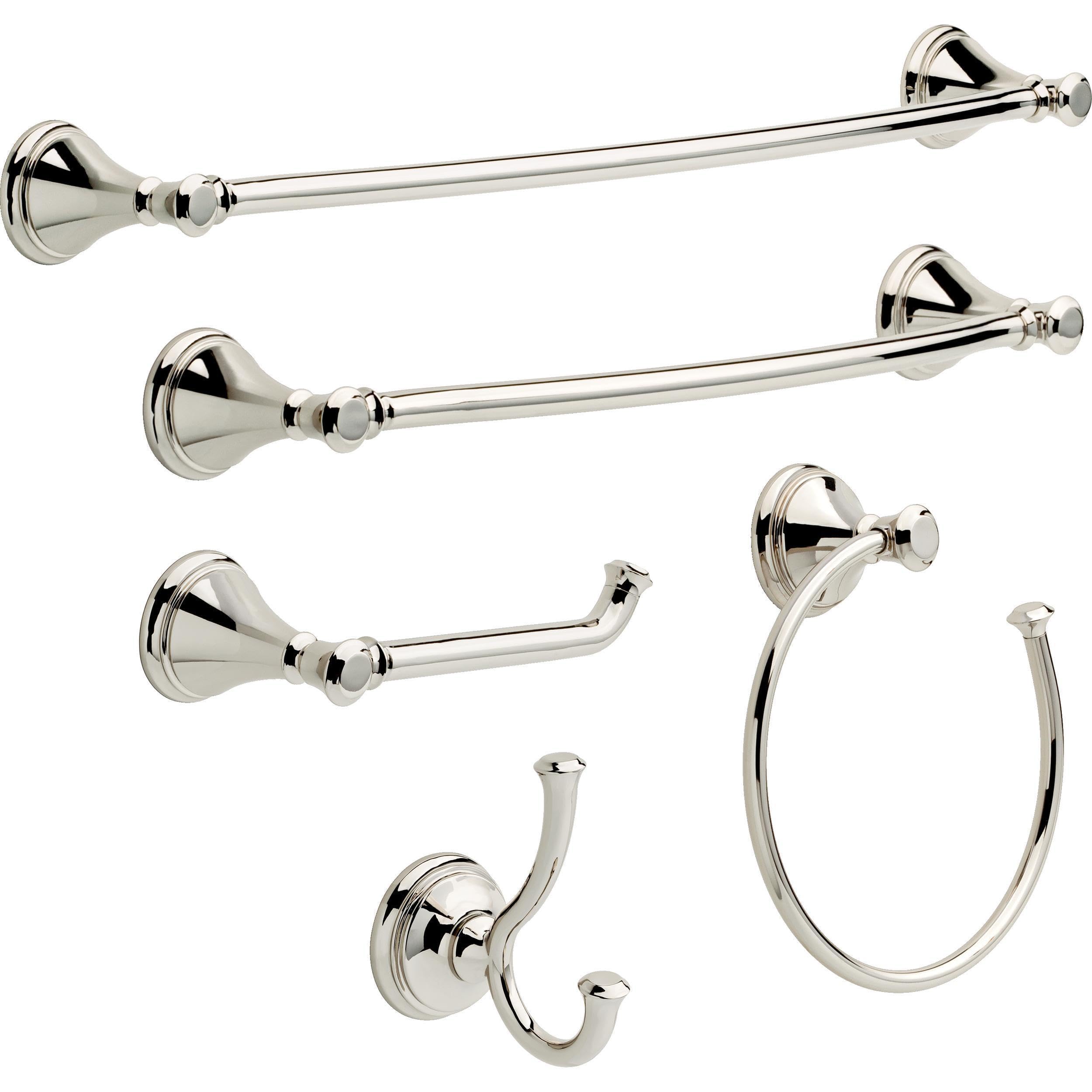 DELTA Cassidy 18 inch Glass Shelf With Towel Bar, Polished Nickel, Bathroom Accessories, 79710-PN