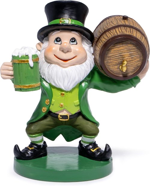 Hodao St. Patrick's Day Gnome Figurine - Festive Irish Decoration with Pot of Gold | 5.2 Inches Tall