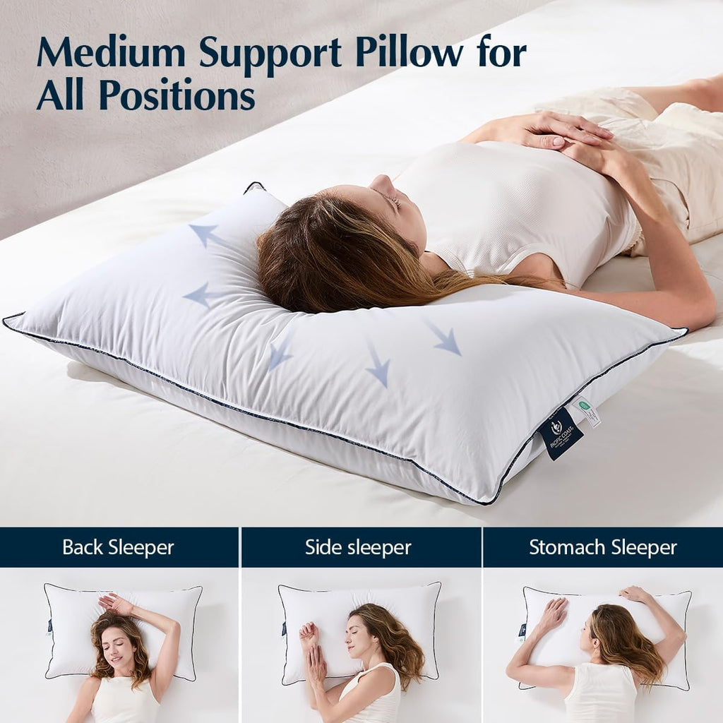 Pacific Coast Goose Down Pillows - Luxury Hotel Quality for All Sleep Positions | Medium Standard Size Set of 2