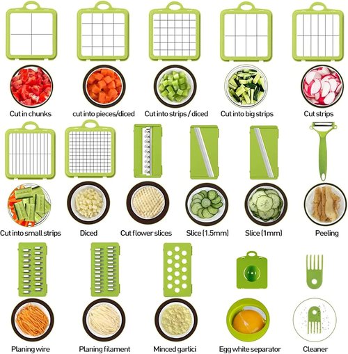 APSARAS USA Pro 18-in-1 Vegetable Chopper - Versatile Food Slicer & Cutter with 1.8L Container for Easy Meal Prep