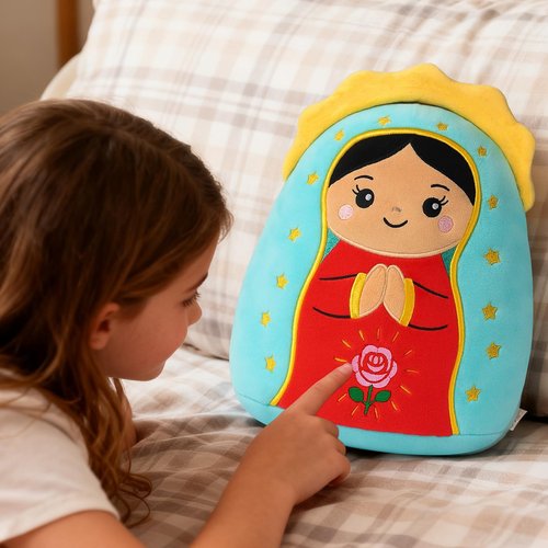 InIsaJace Lady of Guadalupe Plush Pillow, 8 Inches Jesus Plush Stuffed Doll Religious Virgin Maria Plushies Toys Gifts, Christian Easter Christmas Party Favors Decorations