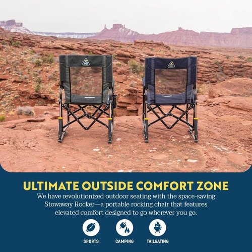 GCI Outdoor Stowaway Rocker - Portable Folding Chair in Stealth Camo for Camping & Relaxation