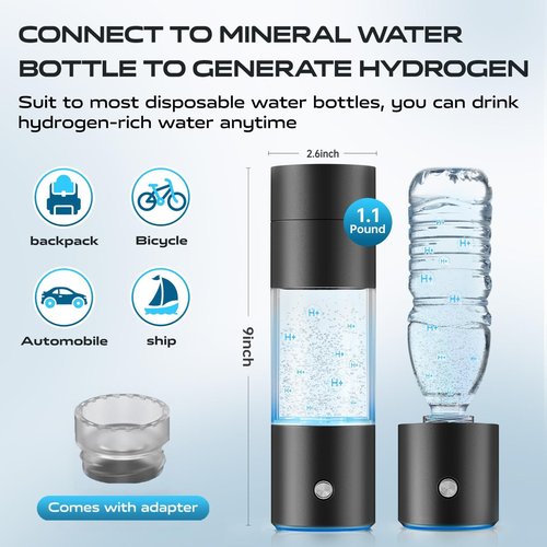 Hydrogen Water Bottle Generator,4500PPB SPE/PEM Tech -Electrolysis Water Ionizer -11.3 OZ Hydro Water Bottle, Portable Rich Hydrogen Water Machine, Health Gifts for Husband, Wife,Family,Friend,Travel