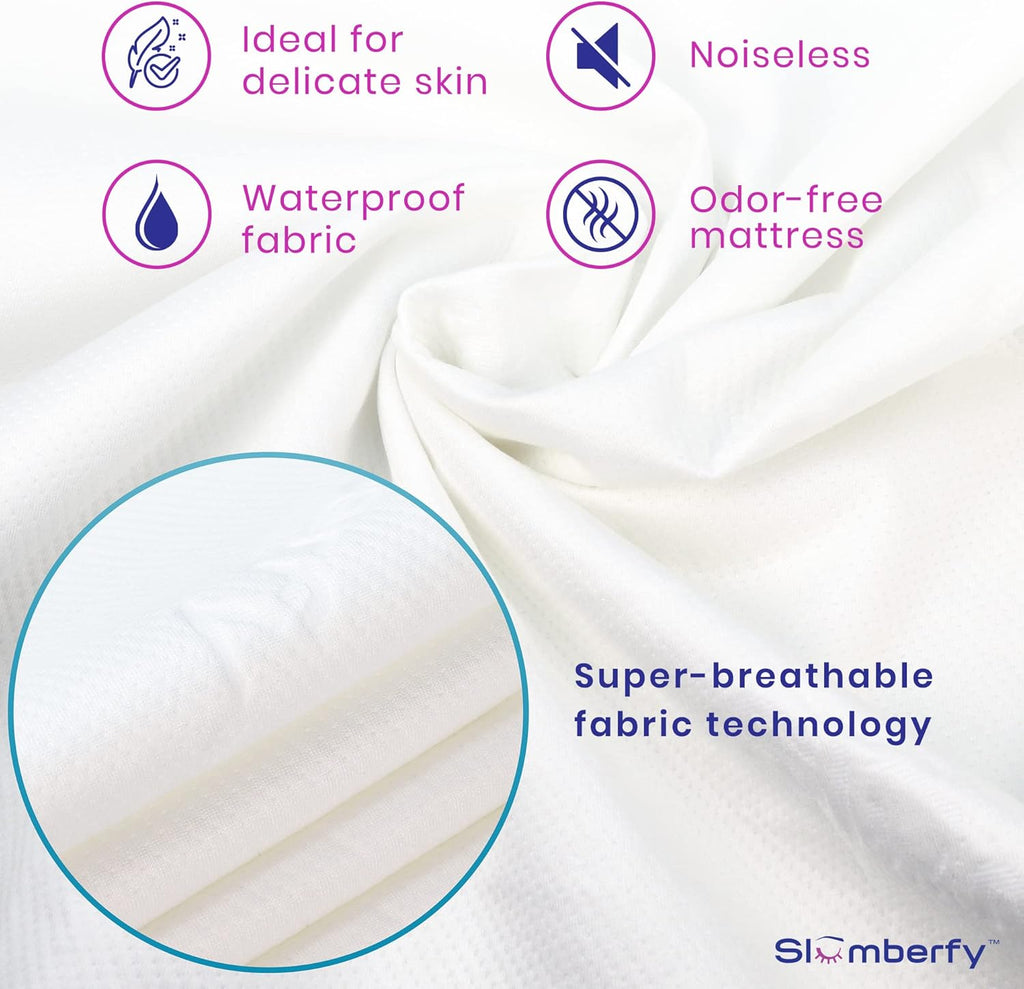 Slumberfy Waterproof Mattress Protector - Hypoallergenic Bamboo Viscose | Breathable Jacquard Fabric | Queen Size - 60x80”