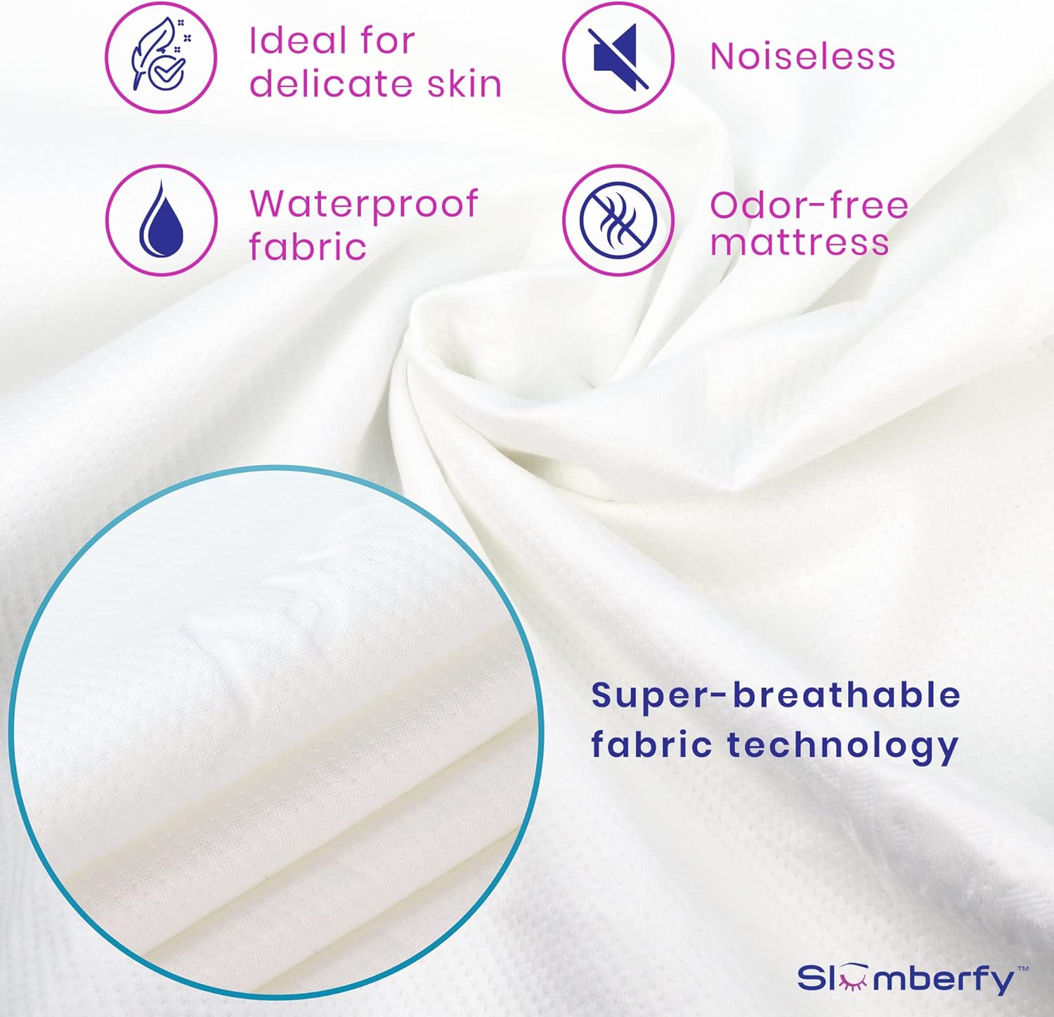Slumberfy Waterproof Mattress Protector - Hypoallergenic Bamboo Viscose | Breathable Jacquard Fabric | Queen Size - 60x80”