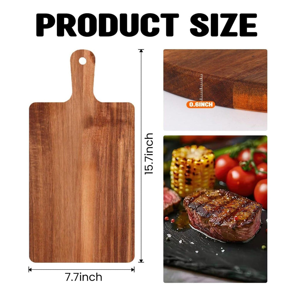 Hyuetrsa 10 Pcs Wood Cutting Board with Handle 15.7x7.7 Inch Wooden Charcuterie Board Kitchen Chopping Boards, Acacia Cutting Board Bulk for Pizza, Bread, Cheese, Charcuterie, Fruit, Vegetables