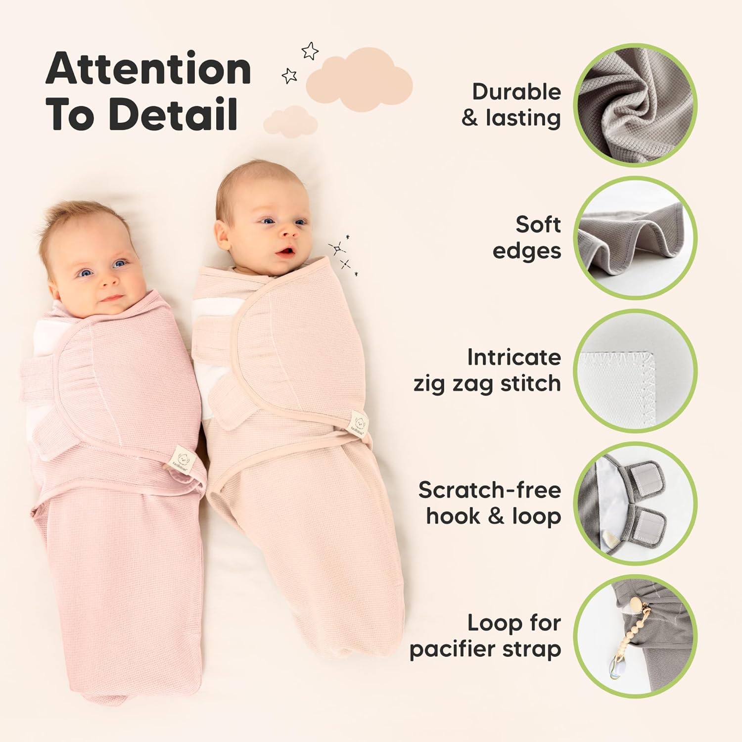 Angelic 3-Pack Organic Swaddles - Soft & Snug Baby Sleep Sacks for Newborns 0-3 Months