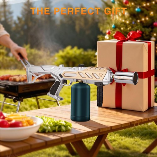 ARTFLAMM Powerful Propane Torch Gun, Kitchen Grill Torch with Detachable Design, Adjustable Flamethrower Torch Burner for Searing Steak, BBQ, Welding, Camping Charcoal Lighter(Tank Not Included)
