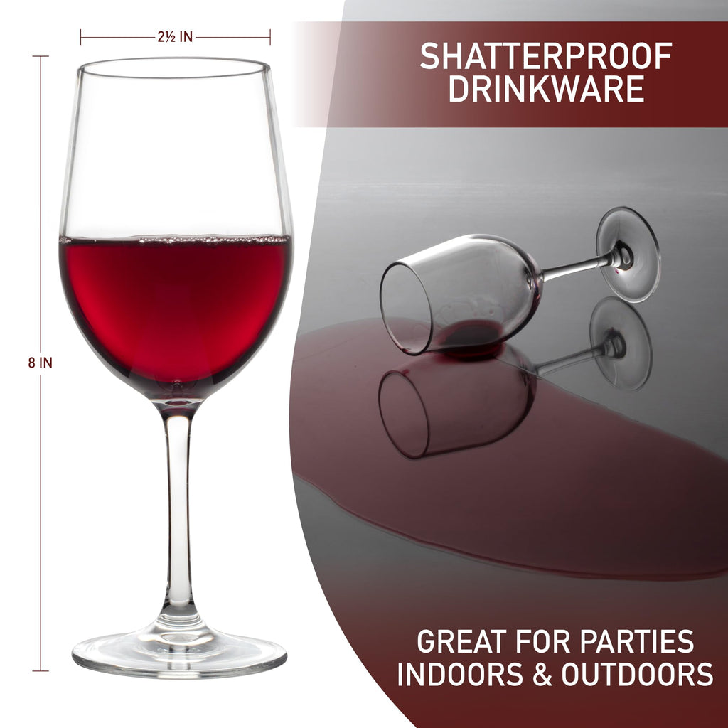 D'Eco Unbreakable Tritan Stemmed Wine Glasses, 12 oz (Set of 16) - Shatterproof, Crystal-Clear, BPA-Free Tumblers – Indoor & Outdoor Cups Great for Parties & Entertaining - Mothers Day Gift for Mom