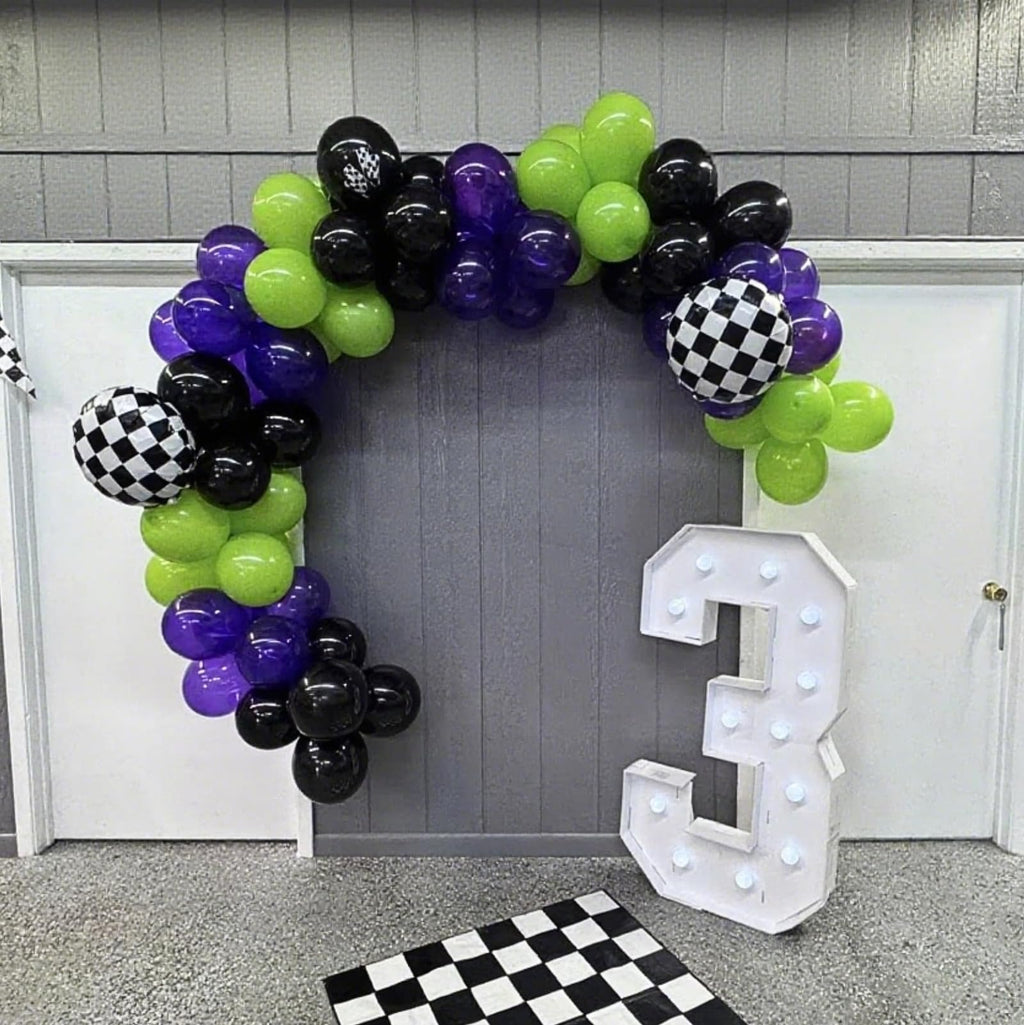 Purple Green Black Balloons, Monster Truck Balloon,12 Inch Green Dark Purple Balloons for Boys 3rd 4th 5th Boys Baby Shower Race Car Theme Truck Theme Birthday Party Decorations