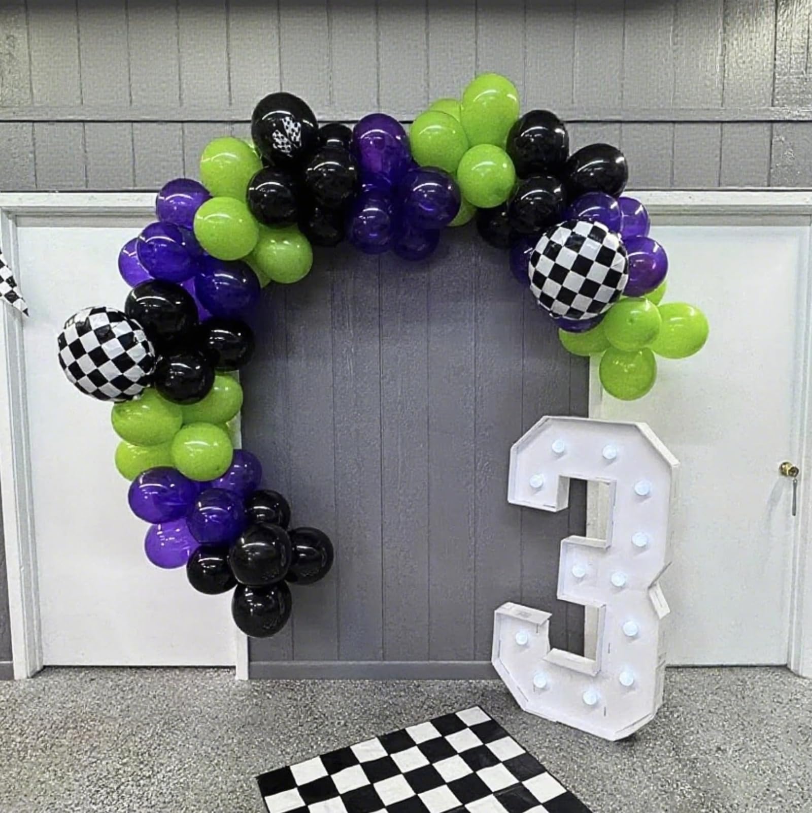 Purple Green Black Balloons, Monster Truck Balloon,12 Inch Green Dark Purple Balloons for Boys 3rd 4th 5th Boys Baby Shower Race Car Theme Truck Theme Birthday Party Decorations