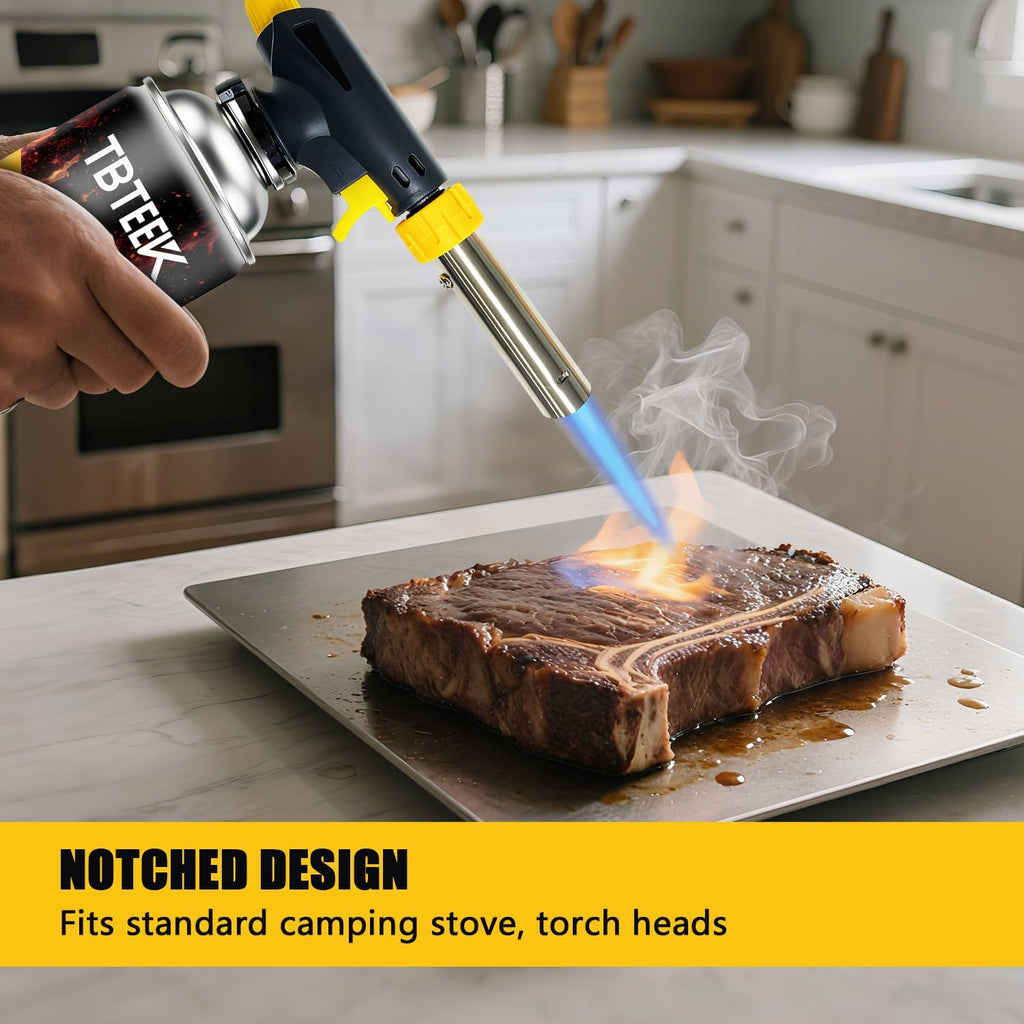 TBTeek Butane Fuel Canister - 8 Oz Premium Pure Refined Butane Gas for Kitchen Torch & Camping Use