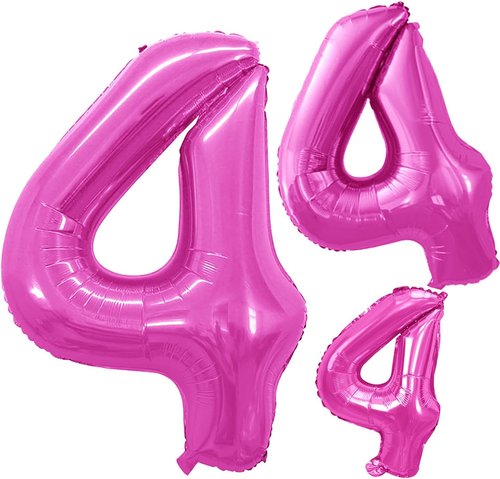 GOER Pink Foil Number 4 Balloons - Huge 42 Inch & 32 Inch for 4th Birthday Party Decorations (3 Pcs)