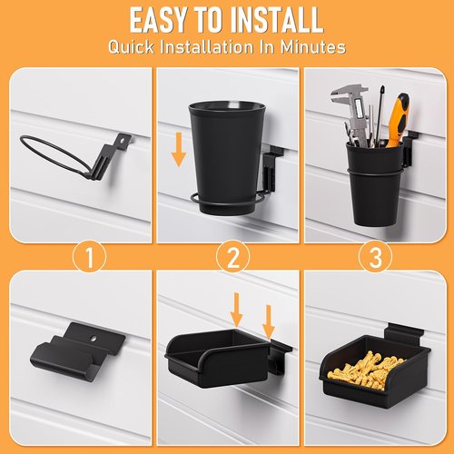 INCLY 30PCS Slatwall Accessories Set - Heavy Duty Hooks, Baskets, Shelves & Bins for Organized Garage Display