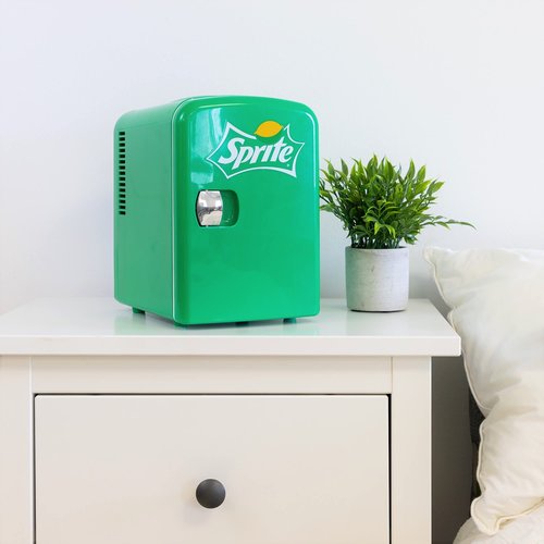 Coca-Cola Sprite SPO04, 4 Liter/4.2 Quarts 6 Can Portable Mini Cooler/Fridge for Food, Beverages, Baby Food, Skincare and Medications-Use at Home, Office, Dorm, Car, RV or Boat-with AC & DC Plugs