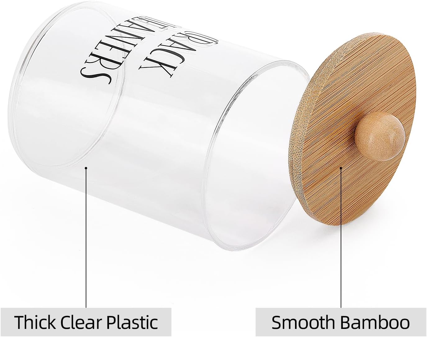 Tbestmax Qtip Holder - 4 Pack Clear Plastic Bathroom Organizer with Bamboo Lids | 10 oz Storage Jars