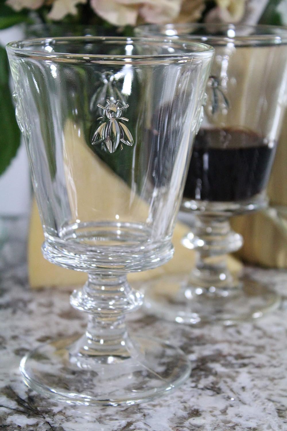 La Rochere Napoleon Bee Stemmed Wine Glass Set of 6 – Vintage Wine Glasses – La Rochere Bee Glassware Sets (12 oz)