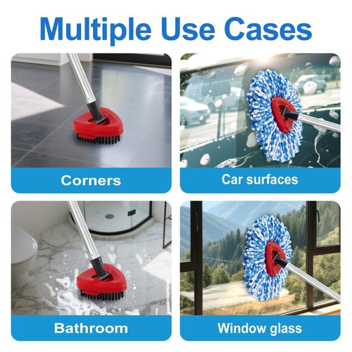 Mop Replacement Heads for O Cedar RinseClean 2 Tank System,2 Microfiber Mop Head Refills,1 Scrubber mophead and 1 Mops Base Combo Set for O-Cedar 2 Tank,MOp Replace Heads for Wet/Dry Floor Cleaning