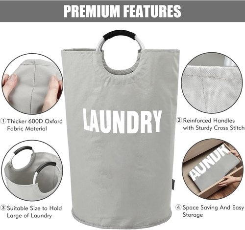 DOKEHOM XX-Large Collapsible Laundry Basket - 160L Foldable Hamper in Grey | 7 Color Options Available