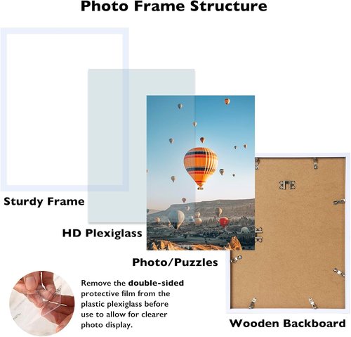 JCJMY 20x27 Picture Frame - White Puzzle & Photo Frame for Horizontal/Vertical Wall Display