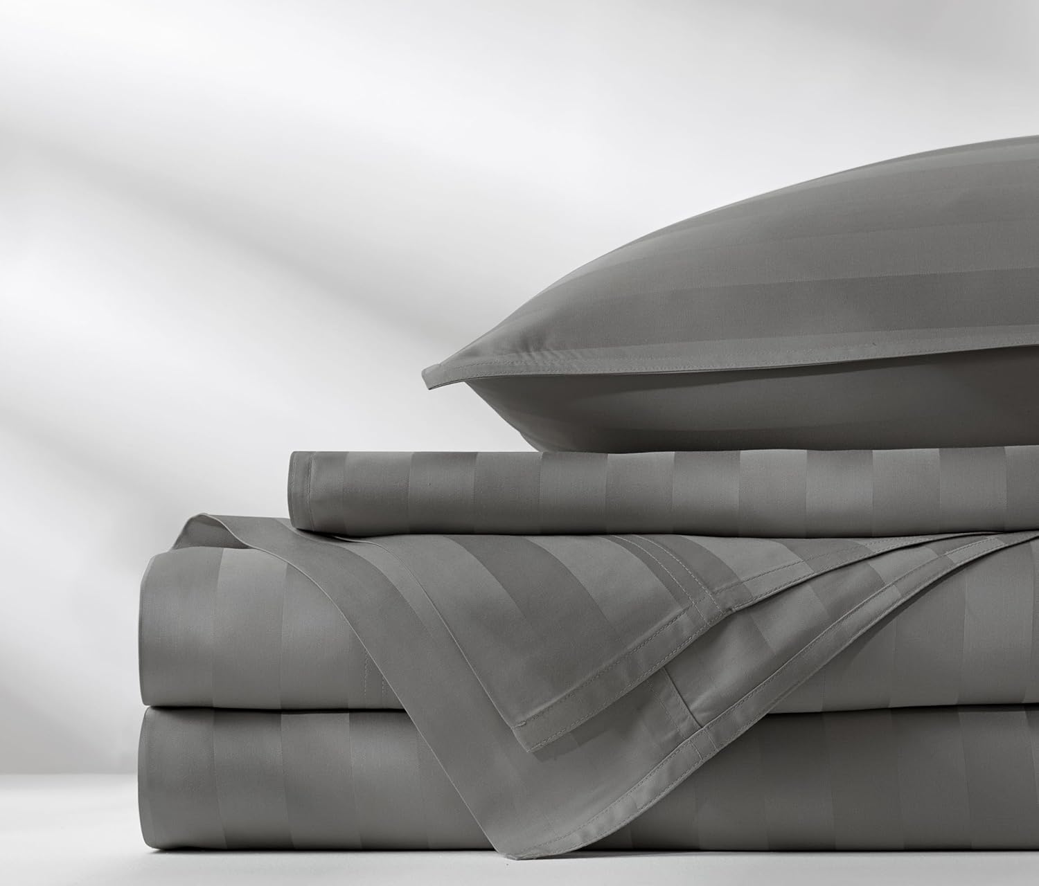 Pure Bamboo Queen Sheets - Luxuriously Soft & Cooling 100% Organic Viscose Bed Set | Jacquard Stone Color