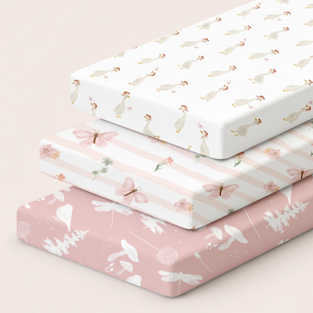 Civarua Kids Bedside Sleeper Bassinet Fitted Sheets 20 x 33, 3 Pack Baby Delight Beside Me Dreamer,Babybond,Jimglo,koola,cowiewie,fodoss, Dream On Me Baby Square Bassinet, Pink Animal