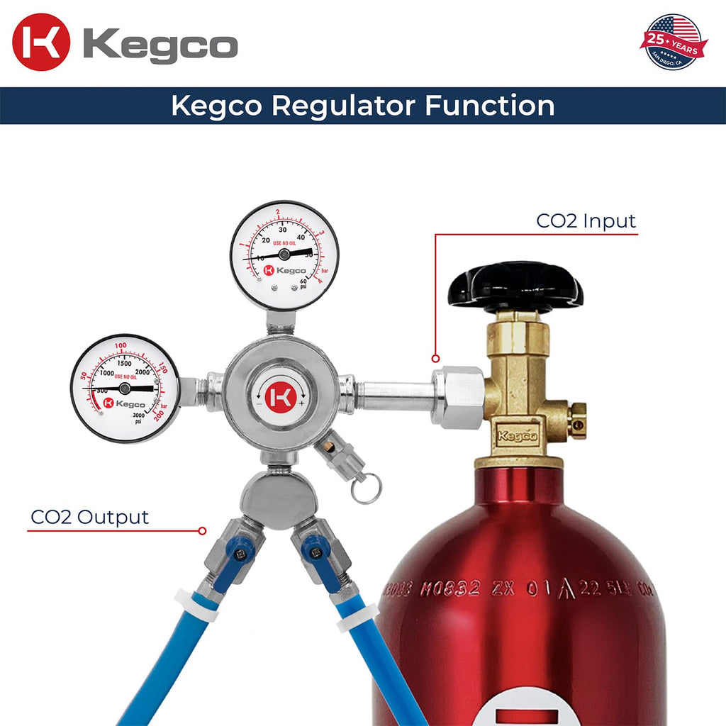 Kegco KC LH-542-2 Dual Product Premium Pro Series Dual Gauge Co2 Beer Regulator, Chrome