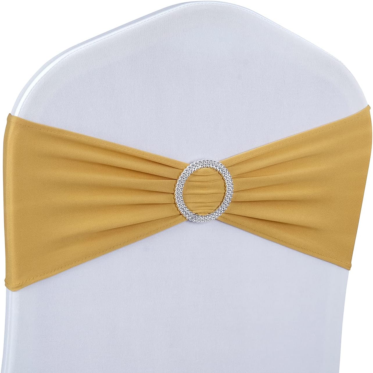 Babenest Spandex Chair Sashes - 100PCS Premium Stretch Covers with Buckle Slider for Weddings & Events | Gold