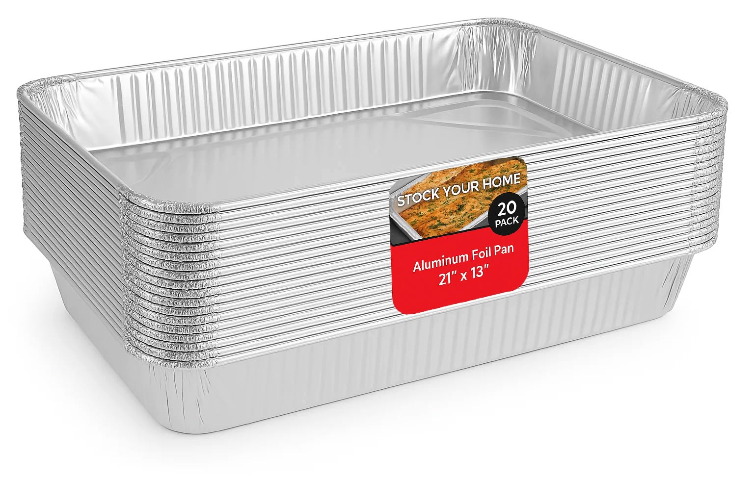 21x13 Aluminum Pans (20 Pack) Durable Full Size Deep Aluminum Foil Roasting & Steam Table Pans - Deep Pan for Catering Large Groups - Disposable Pans Great for Cooking, Heating, Storing, Prepping Food