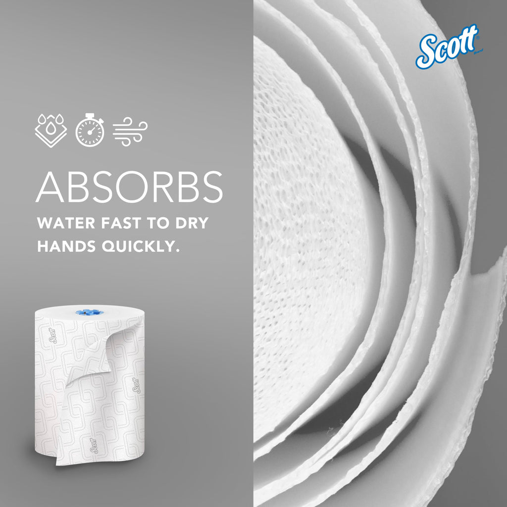 Scott Professional Pro High-Capacity Hard Roll Paper Towels, Bulk (53925), Hardwound, Elevated Design, Absorbency Pockets, for ScottBrand Blue Core Dispensers (6 Rolls at 700' Each, 4,200'/Case)