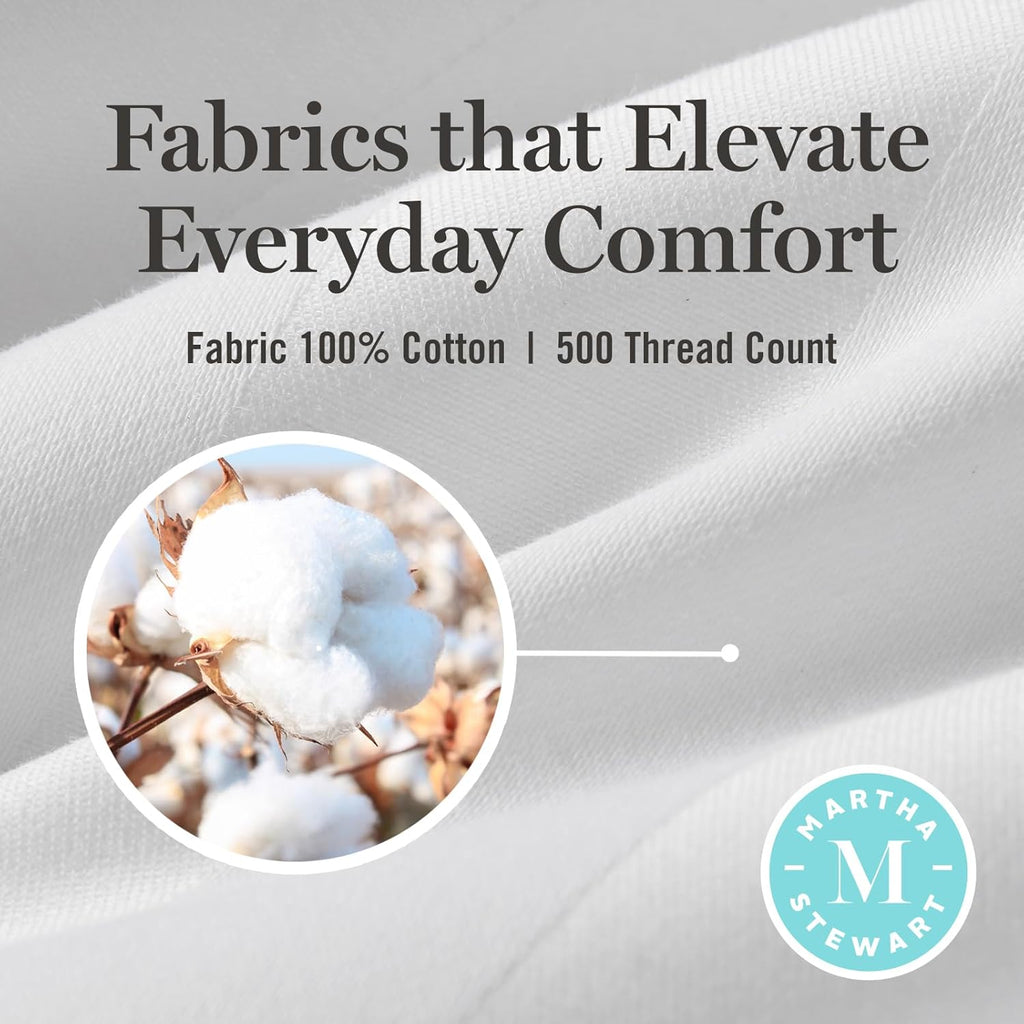 Martha Stewart Hotel Collection Pillow - 500 Thread Count Hypoallergenic Cotton | Queen Size Set of 2