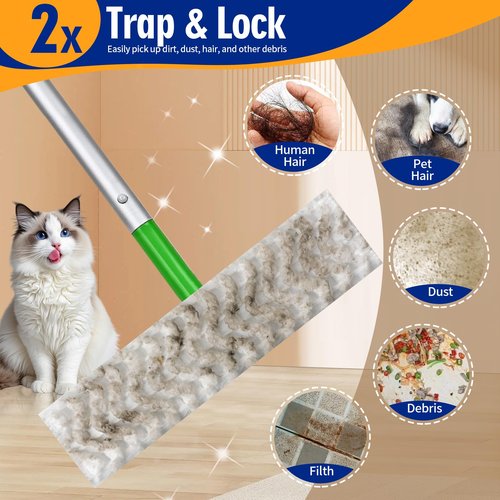 FURCIELOS 60 Count XL Pet Dry Sweeping Cloth Refills for Swiffer Sweeper XL Mop, Unscented Heavy Duty Dry Pads Refills for Multi-Surface Floor Cleaning