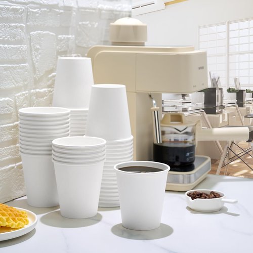 LITOPAK 1000 pack 10 oz Disposable Paper Coffee Cup, Hot Paper Coffee Cups, 10 oz White Paper Cups for Offices, Schools, Shops, Restaurants