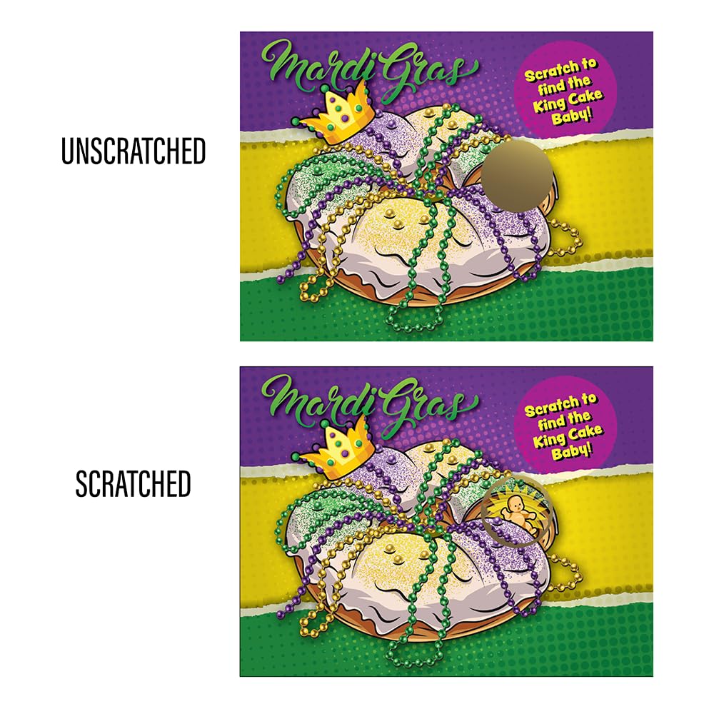 My Scratch Offs Mardi Gras King Cake Scratch Off Game Cards 26 Pack - 24 Non-Winning and 2 Winning per Pack