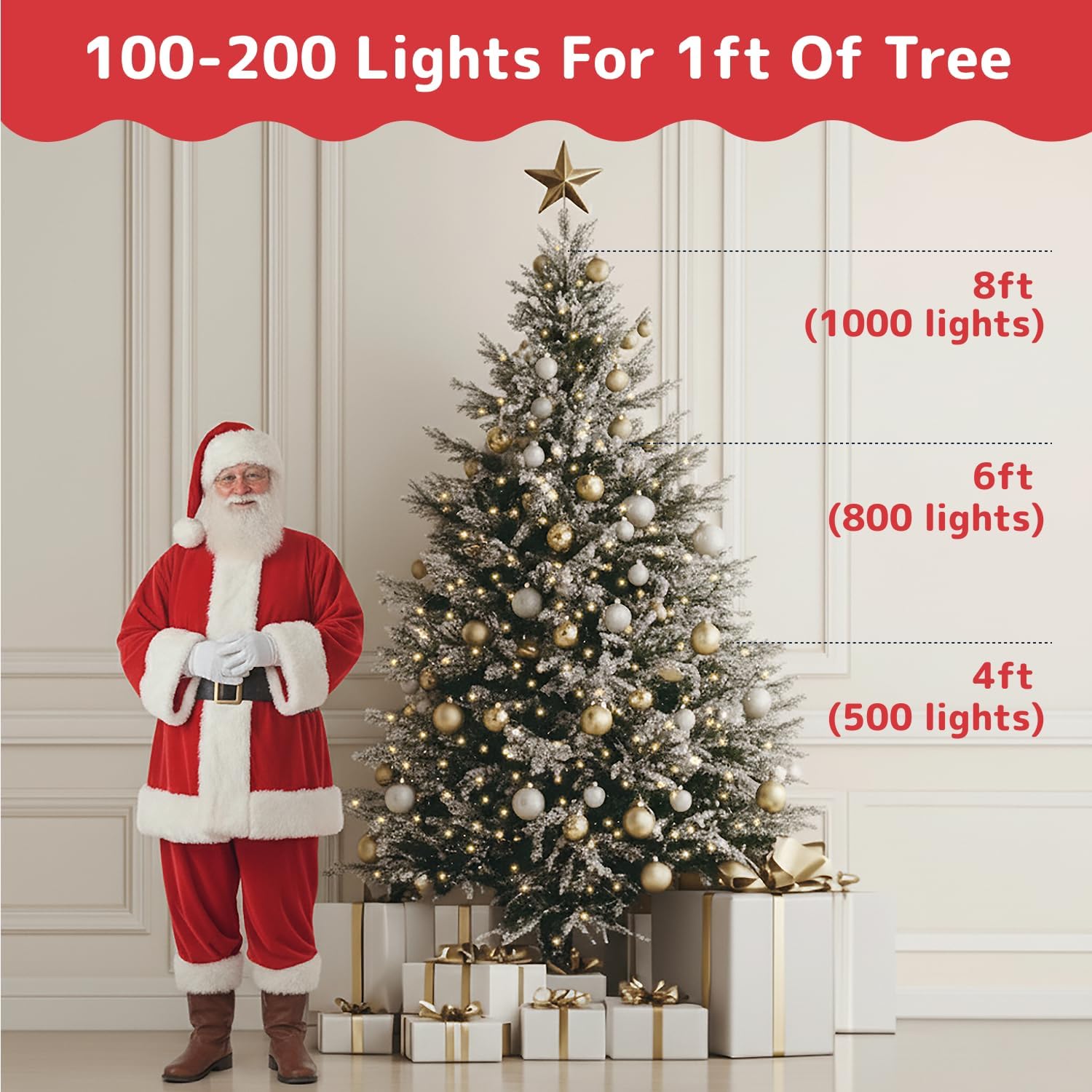 PREXTEX 100 Count Clear Christmas Lights - Ultra Bright 20 ft String Lights for Indoor/Outdoor Use