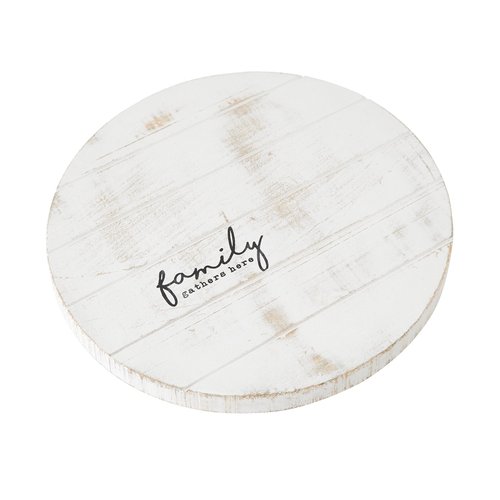 Mud Pie White Washed Mango Wood Lazy Susan,