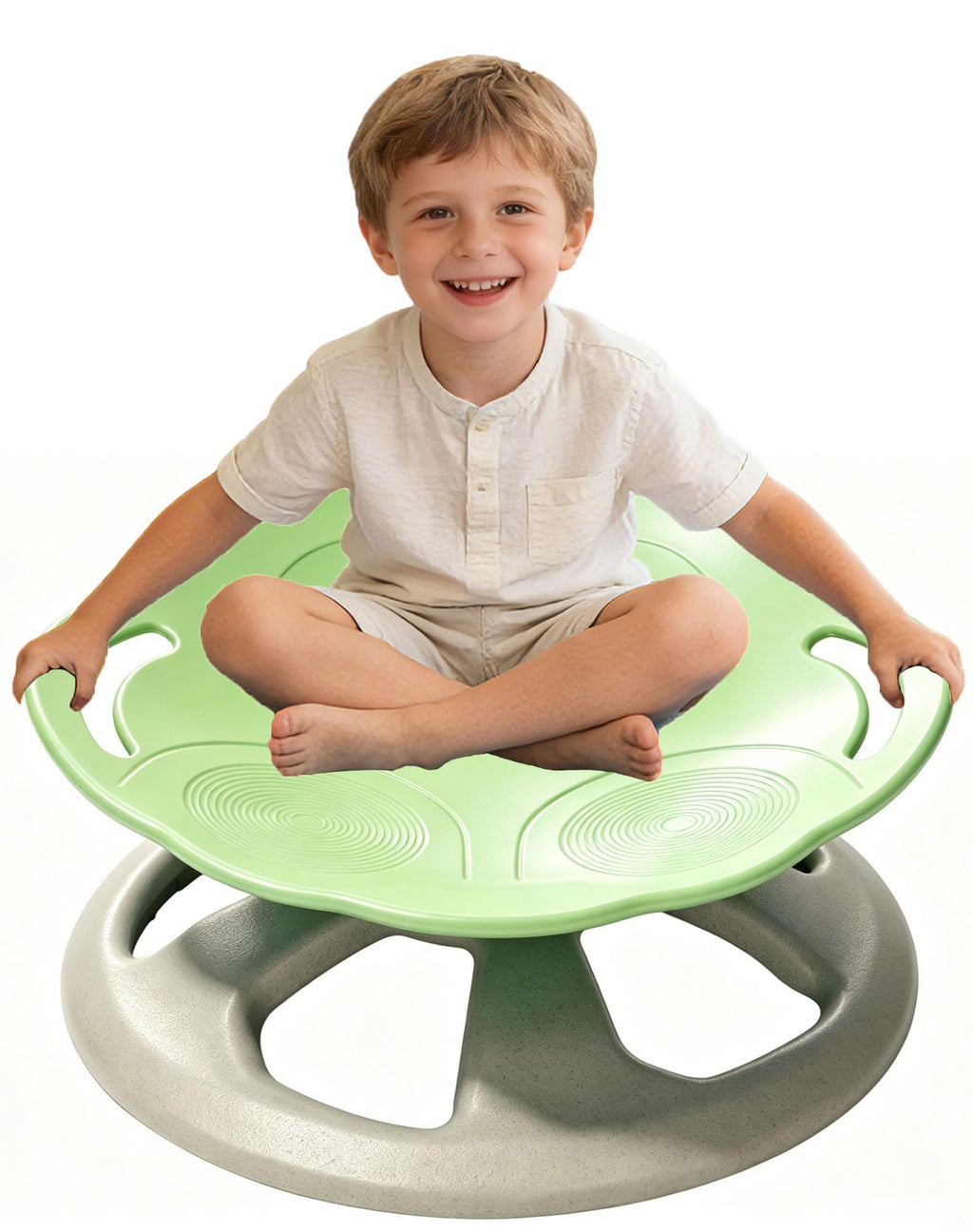FERUERW Spinning Chair for Autistic Kids with Handle, Sensory Swivel Chair, 220LBS Weight Capacity, Sensory Toy for Children with ADHD/Autism, Training Body Coordination, 3+ Years (Light Green)