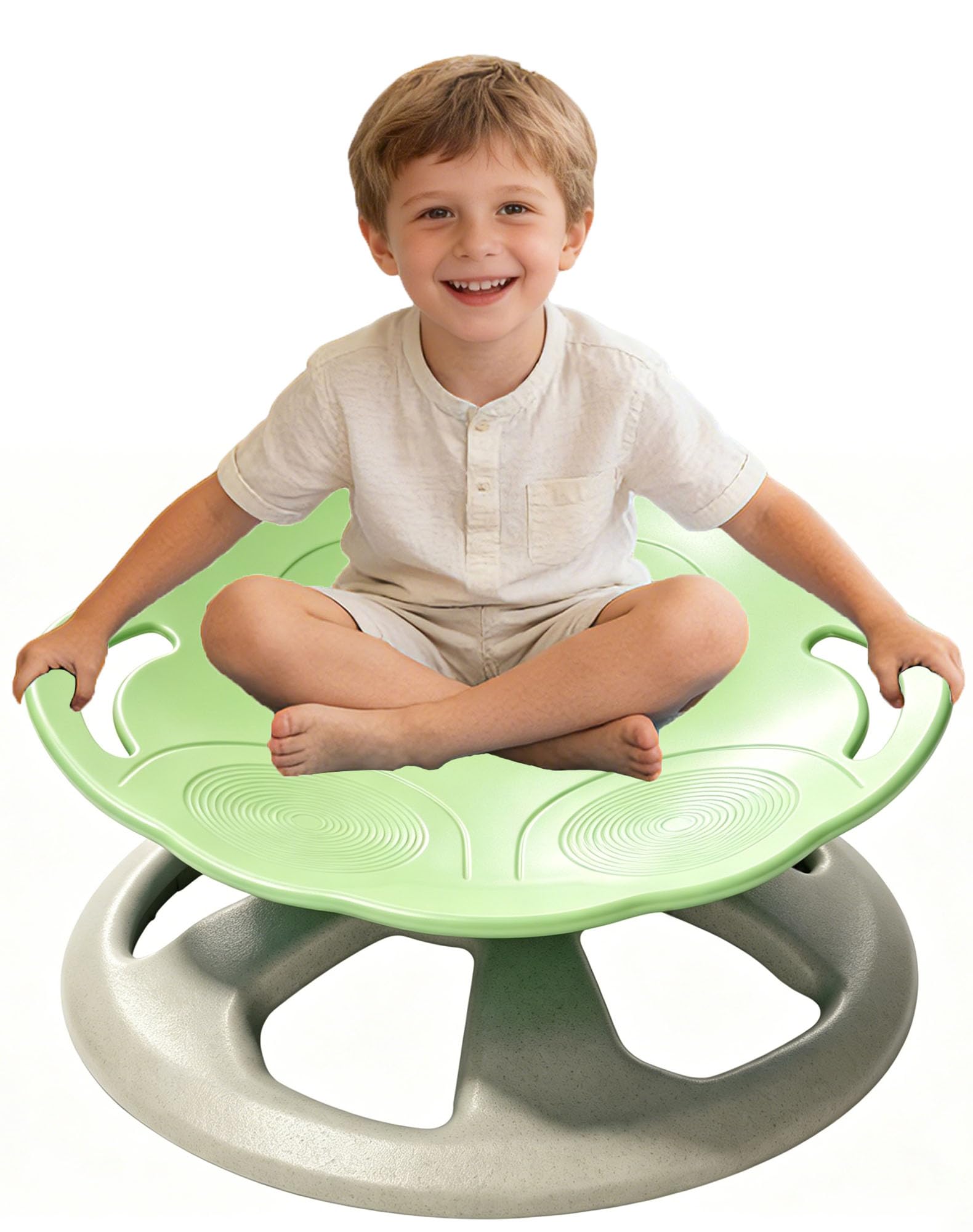FERUERW Spinning Chair for Autistic Kids with Handle, Sensory Swivel Chair, 220LBS Weight Capacity, Sensory Toy for Children with ADHD/Autism, Training Body Coordination, 3+ Years (Light Green)