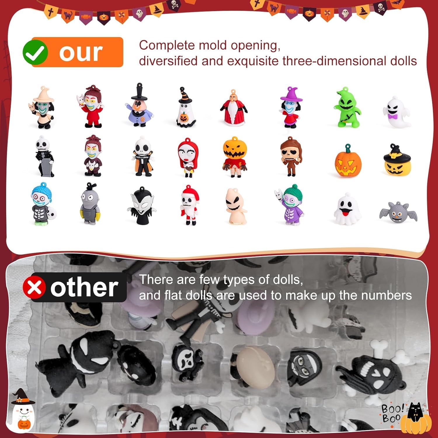Nightmare Before Christmas Halloween Advent Calendar 2025 - 24 Scary Collectible Dolls | Black