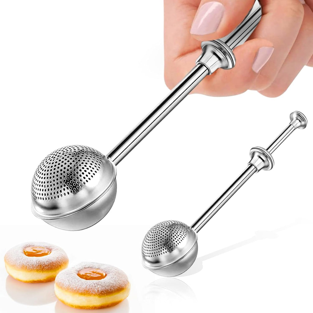 Powdered Sugar Shaker by [Brand Name] - One-Handed Operation Stainless Steel Dispenser for Flour & Spices